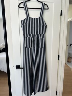 ROLLA'S Navy & White Vertical-Stripe Wide-Leg Jumpsuit